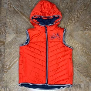 TOPOLINO Red & Navy Blue Bicycle Quilted Puffed Hooded Winter Vest 116 6